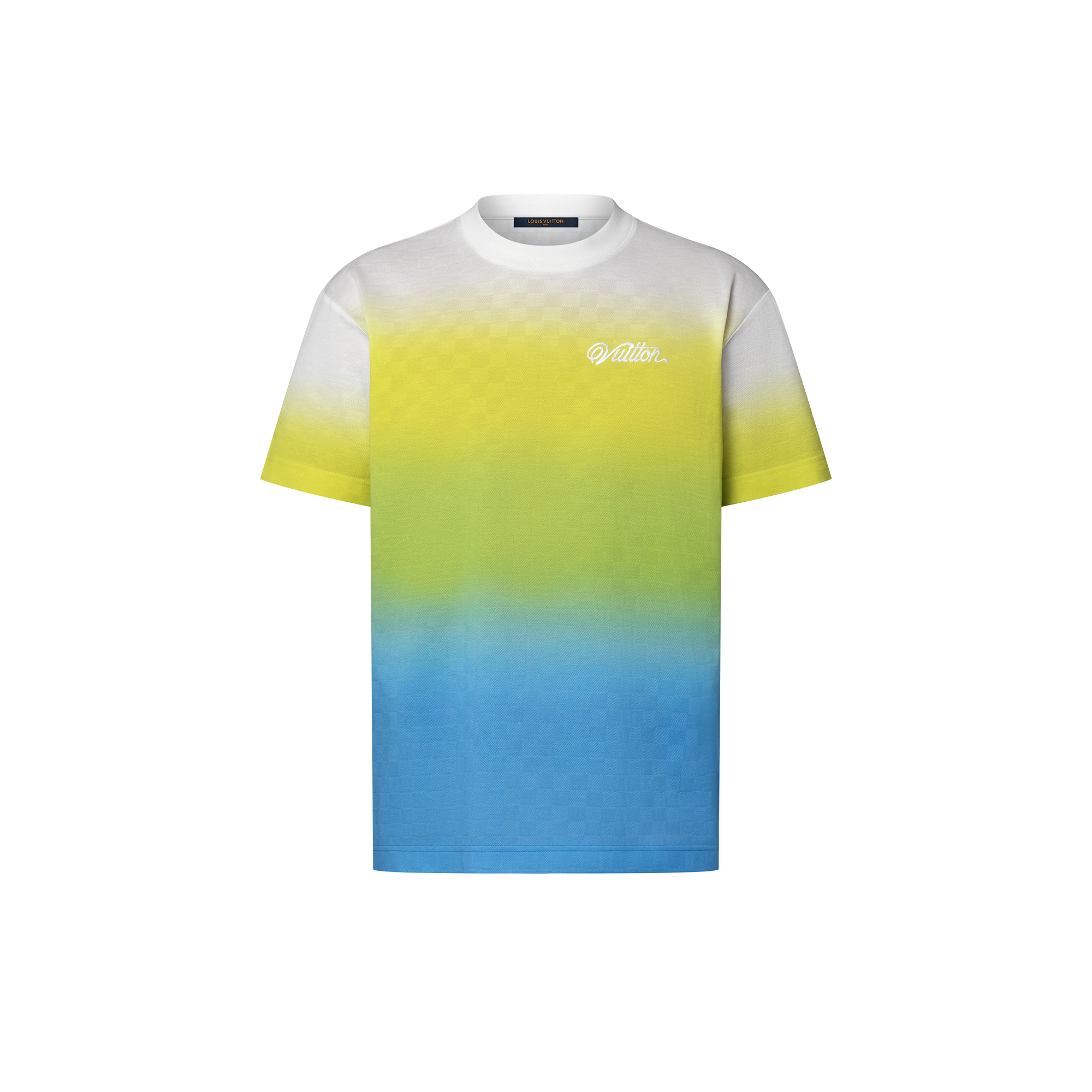 Men - Damier Gradient Jacquard Cotton T-Shirt  Men Ready-to-Wear T-Shirts and Polos | LOUIS VUITTON (Product zoom)