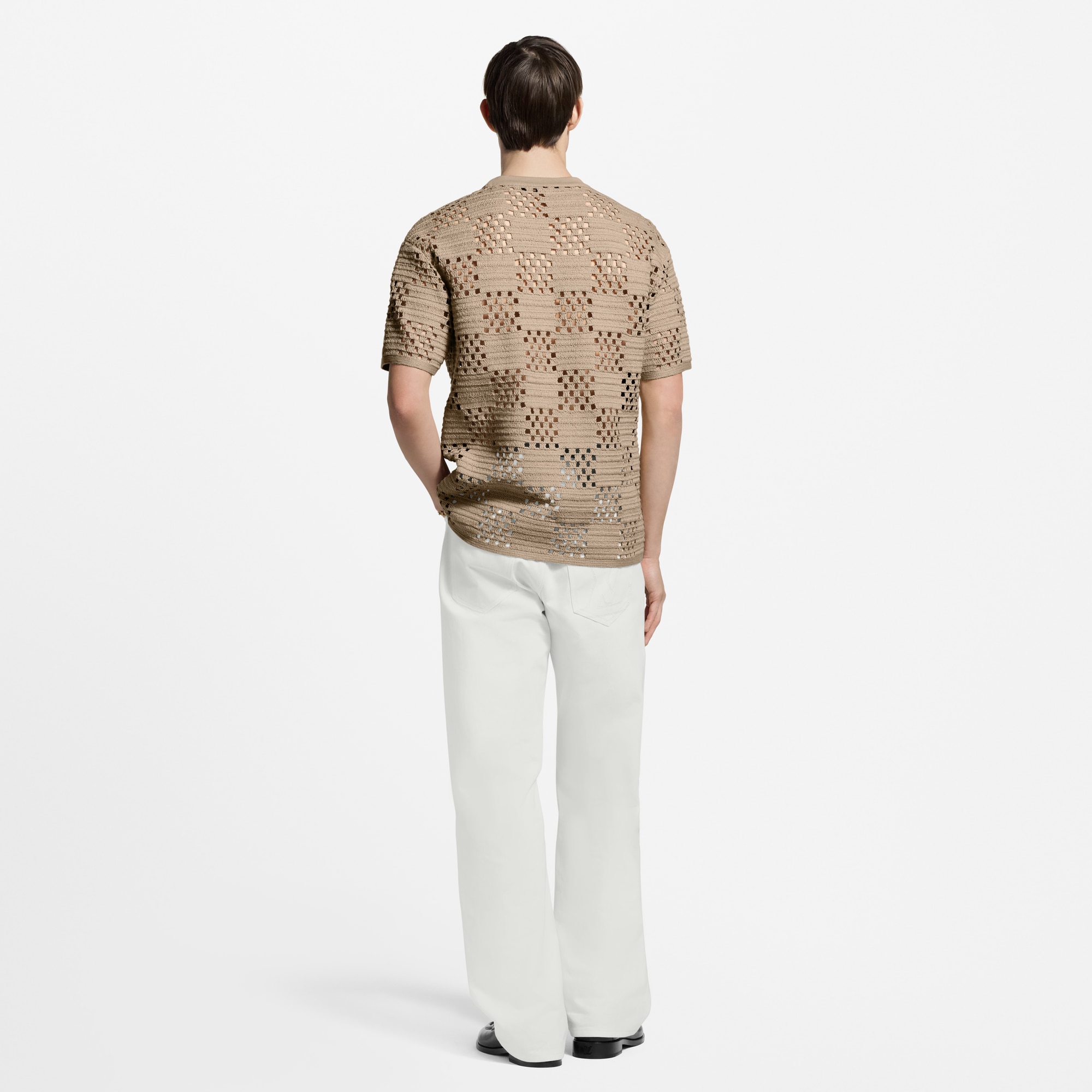 Men - Damier Raffia T-Shirt  Men Ready-to-Wear T-Shirts and Polos | LOUIS VUITTON (Product zoom)