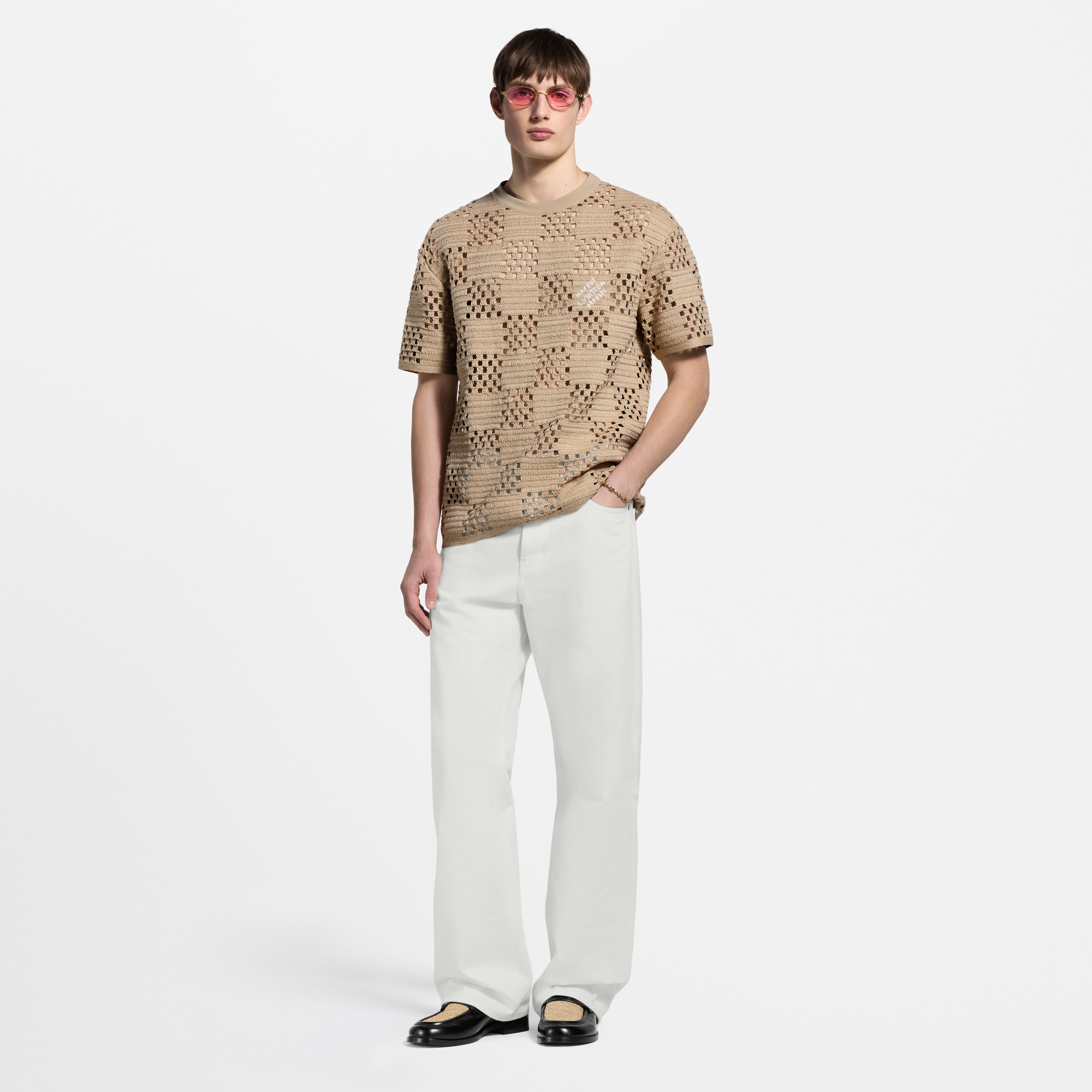 Men - Damier Raffia T-Shirt  Men Ready-to-Wear T-Shirts and Polos | LOUIS VUITTON (Product zoom)