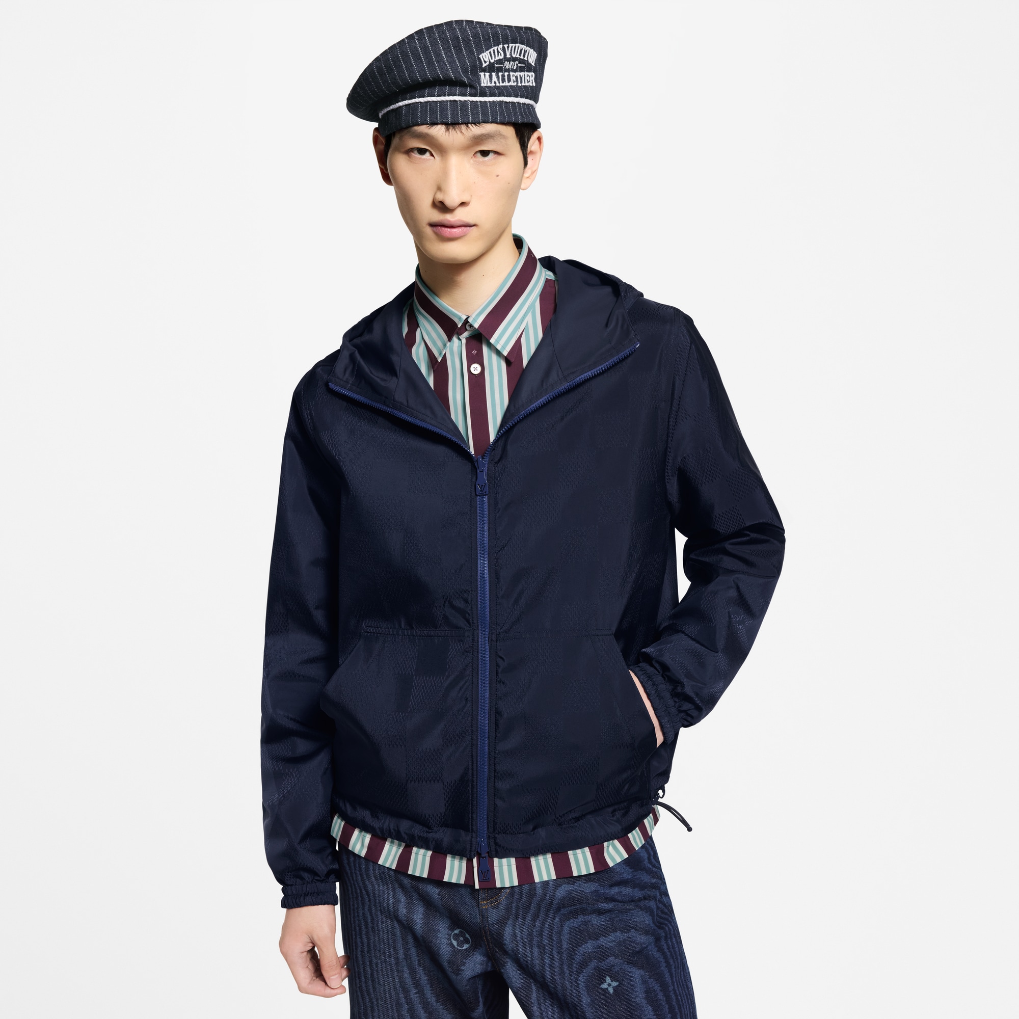 Men - Damier Reversible Windbreaker  Men Ready-to-Wear Outerwear and Coats | LOUIS VUITTON (Product zoom)