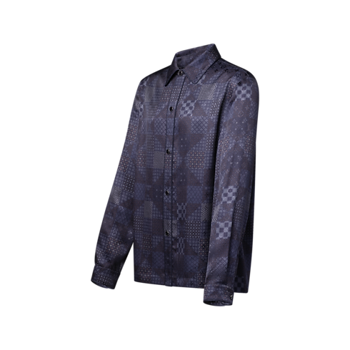 Men - Damier Silk-Blend Pyjama Shirt Men Ready-to-Wear All Ready-to-Wear | LOUIS VUITTON (Product zoom)