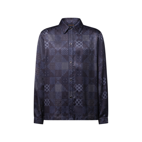 Men - Damier Silk-Blend Pyjama Shirt Men Ready-to-Wear All Ready-to-Wear | LOUIS VUITTON (Product zoom)