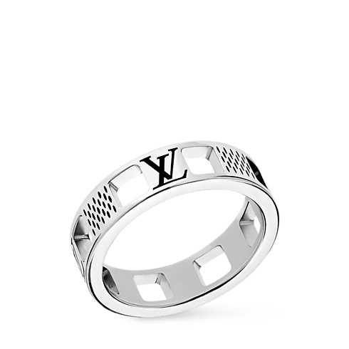 Men - Damier Staples Cut-Out Ring S00 Men Fashion Jewellery Rings | LOUIS VUITTON (Product zoom)