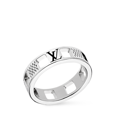 Men - Damier Staples Cut-Out Ring S00 Men Fashion Jewellery Rings | LOUIS VUITTON (Product zoom)