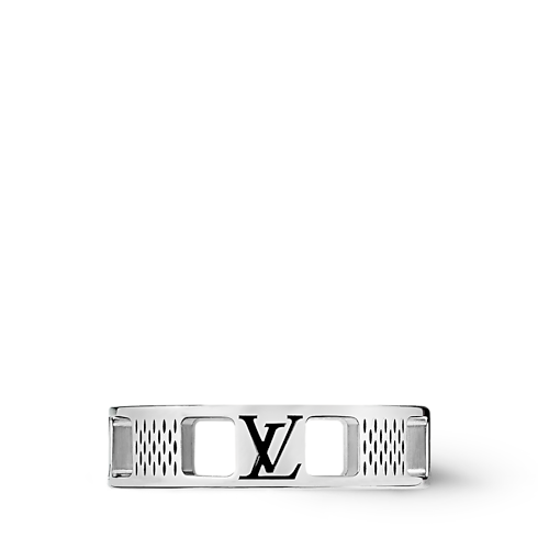 Men - Damier Staples Cut-Out Ring S00 Men Fashion Jewellery Rings | LOUIS VUITTON (Product zoom)