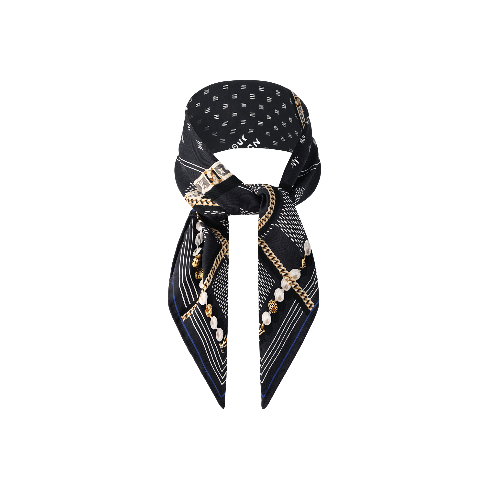 Men - Damier Tied Up Silk Bandana S00 Men Accessories Silk and Bandanas | LOUIS VUITTON (Product zoom)