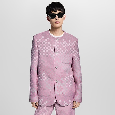 Men - Damoflage Collarless Tweed Jacket Men Ready-to-Wear Blazers and Jackets | LOUIS VUITTON (Product zoom)