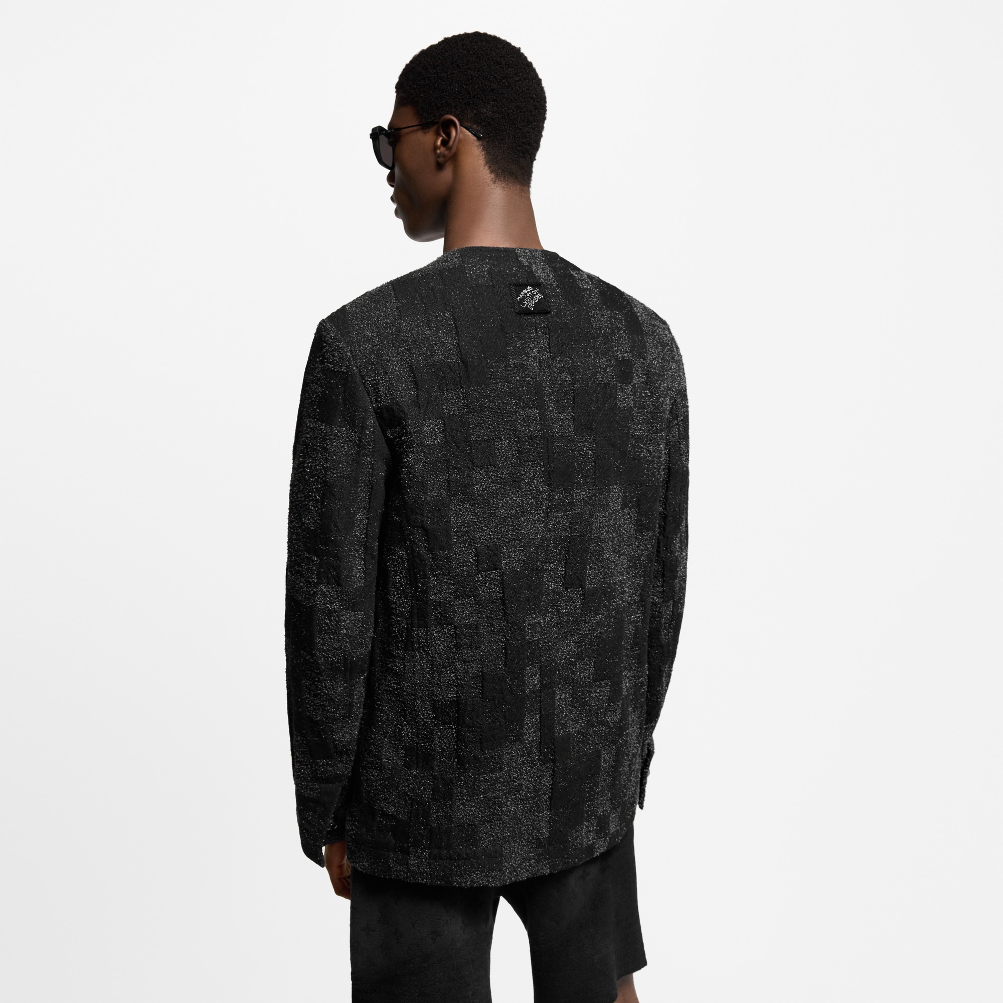 Men - Denim Bouclette Collarless Jacket  Men Ready-to-Wear Blazers and Jackets | LOUIS VUITTON (Product zoom)