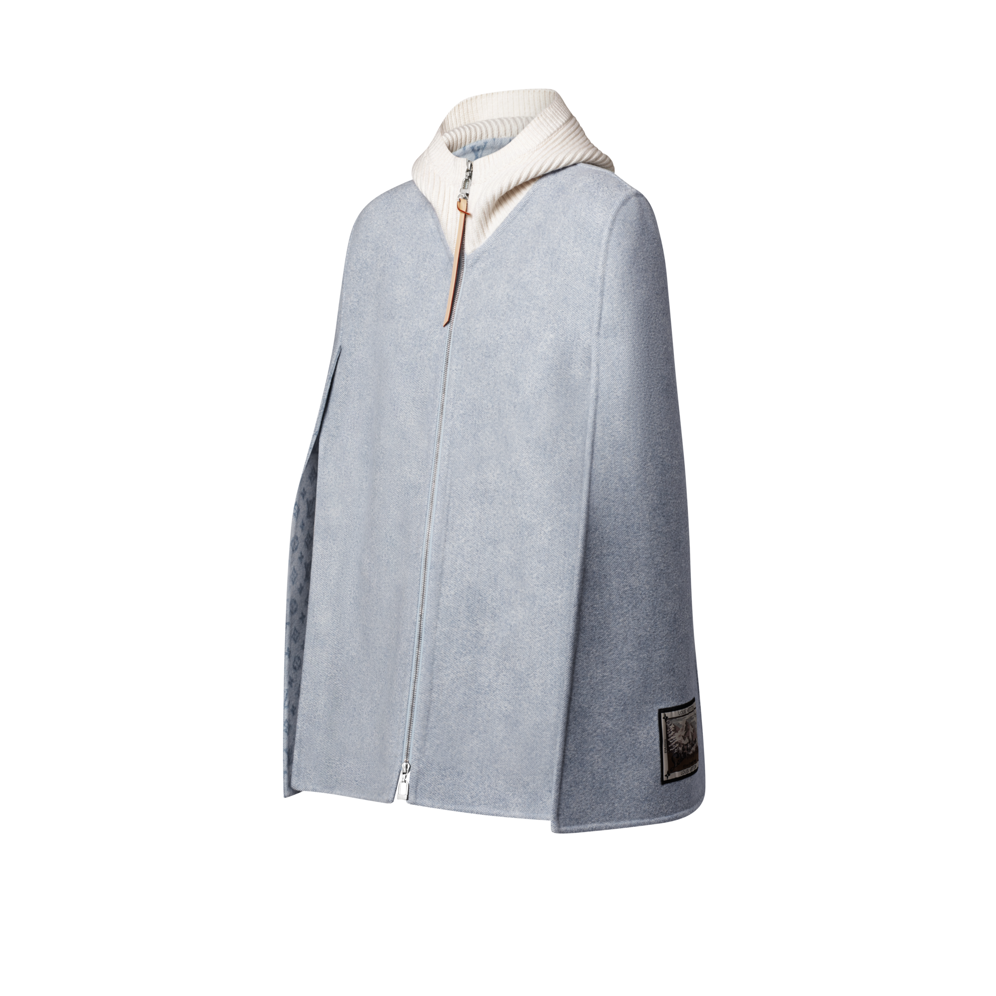 Women - Denim-Effect Double Face Cape  Women Ready-to-Wear Coats and Jackets | LOUIS VUITTON (Product zoom)