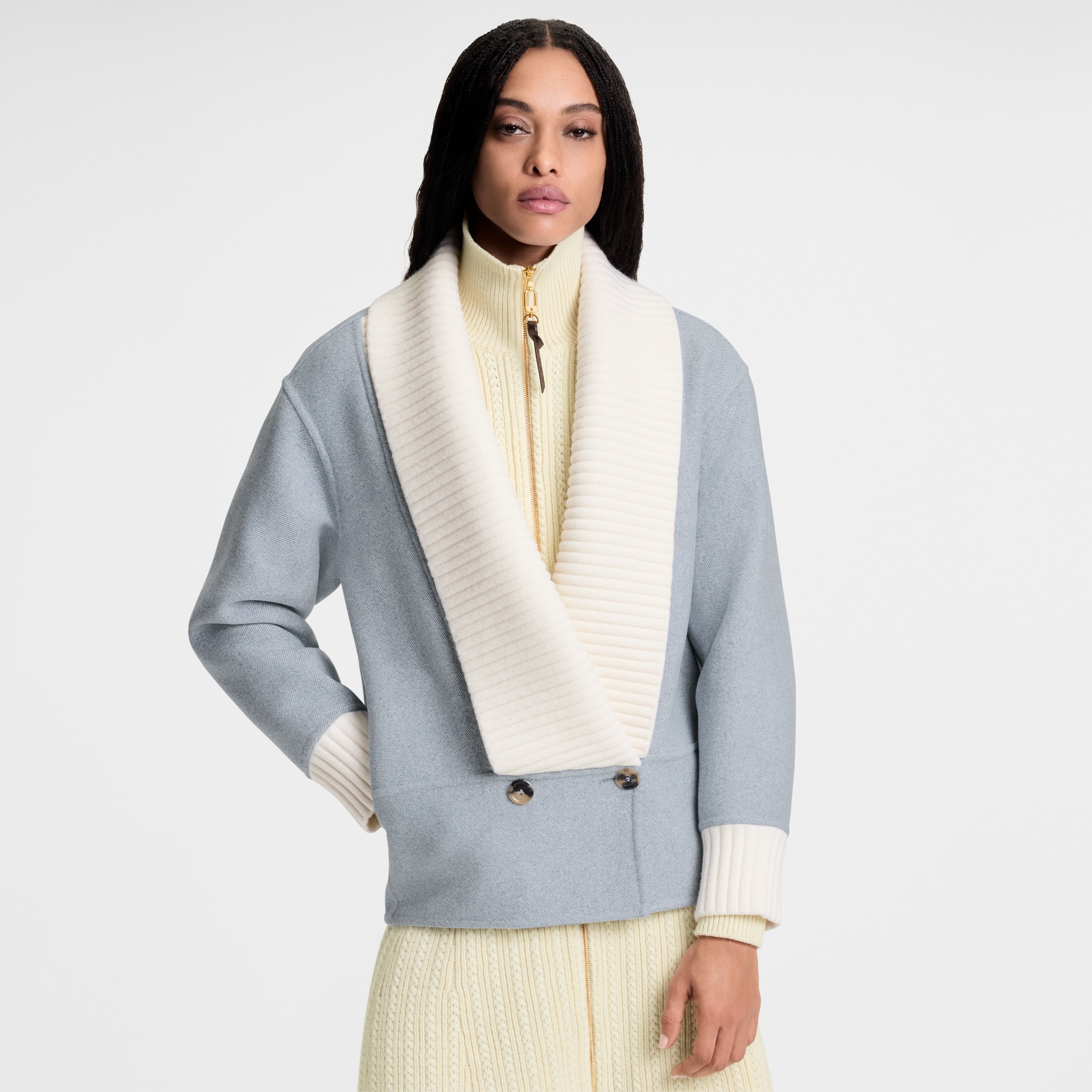 Women - Denim-Effect Double Face Jacket  Women Ready-to-Wear Coats and Jackets | LOUIS VUITTON (Product zoom)