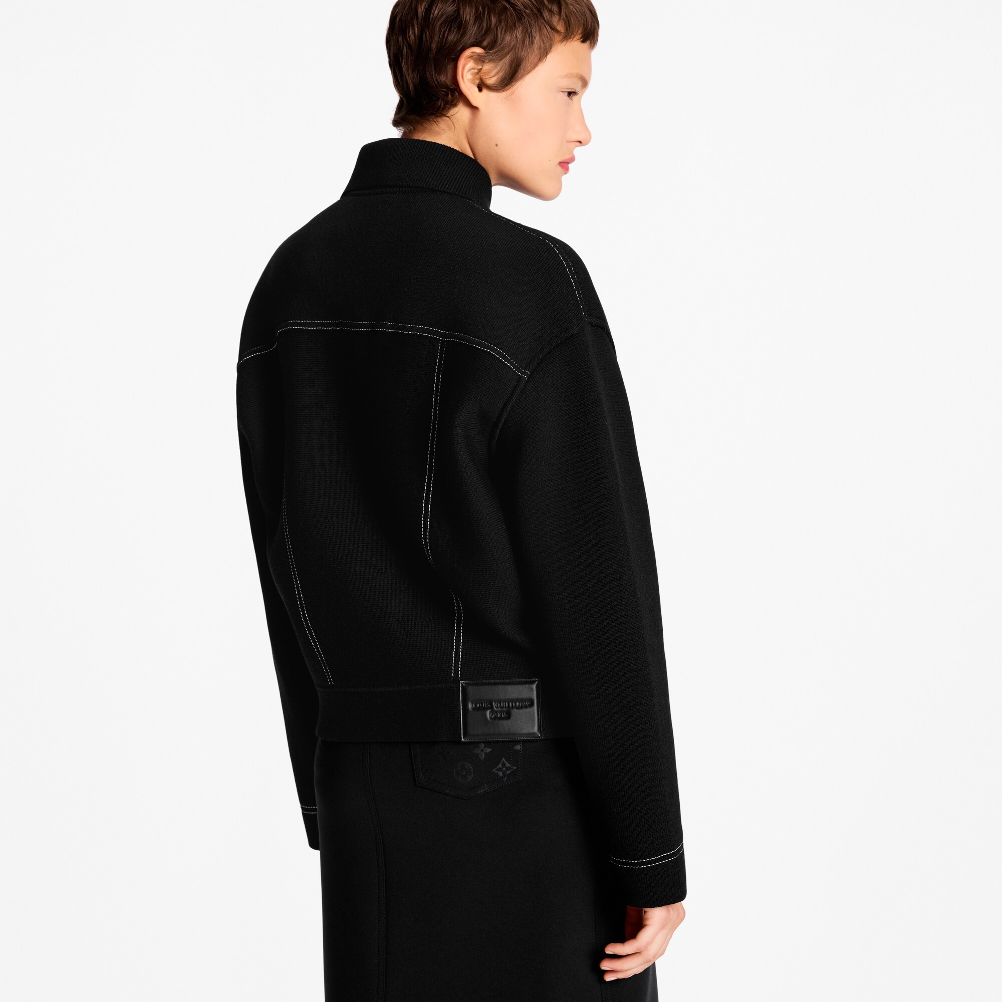 Women - Denim-Effect Knit Jacket  Women Ready-to-Wear Coats and Jackets | LOUIS VUITTON (Product zoom)