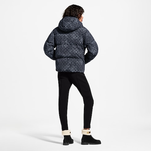 Denim-Effect Monogram Down Jacket ambiance view