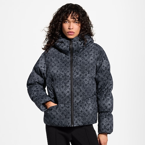 Denim-Effect Monogram Down Jacket cropped view