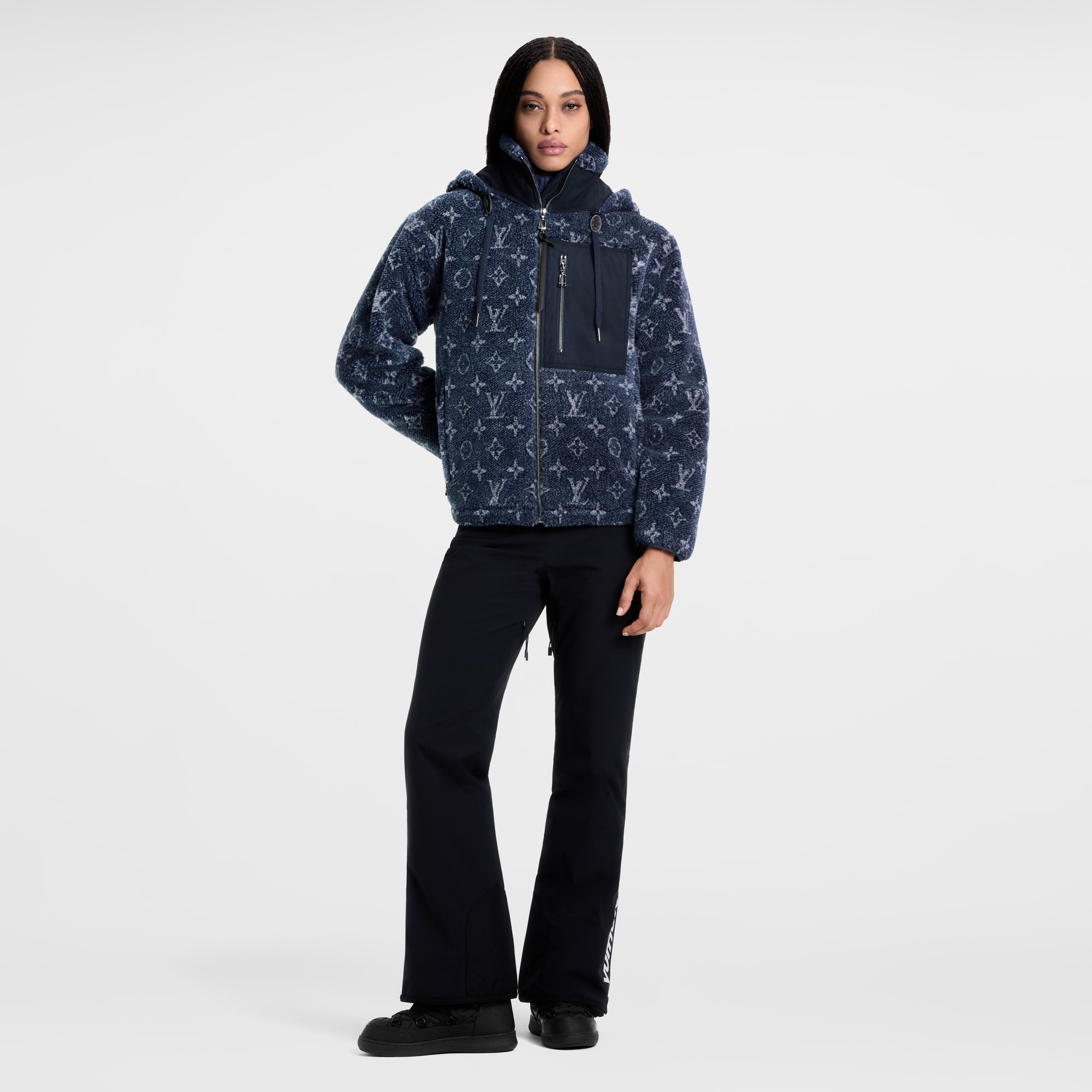 Women - Denim-Effect Monogram Fleece Jacket  Women Ready-to-Wear Coats and Jackets | LOUIS VUITTON (Product zoom)
