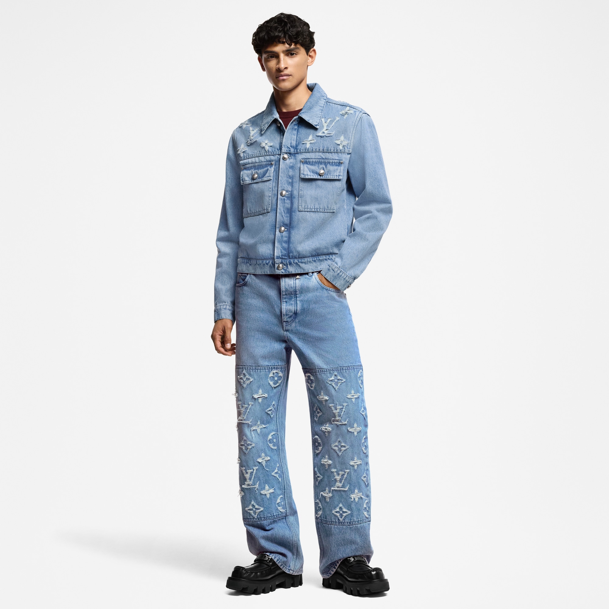 Men - Denim Trucker Jacket  Men Ready-to-Wear Outerwear and Coats | LOUIS VUITTON (Product zoom)