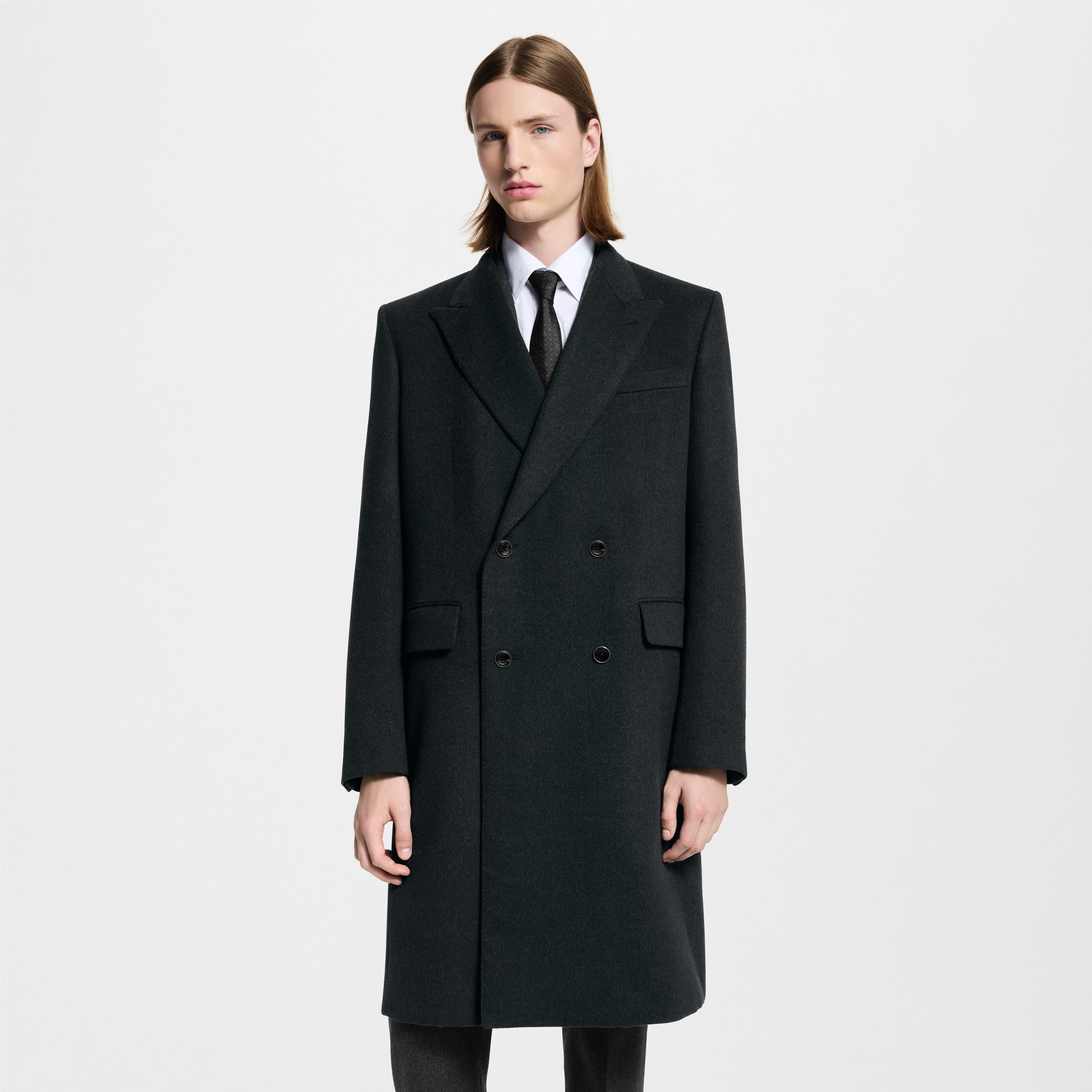 Men - Double-Breasted Tailored Coat  Men Ready-to-Wear Outerwear and Coats | LOUIS VUITTON (Product zoom)