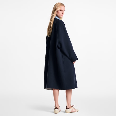 Women - Drape Front Long Coat Women Ready-to-Wear Coats and Jackets | LOUIS VUITTON (Product zoom)