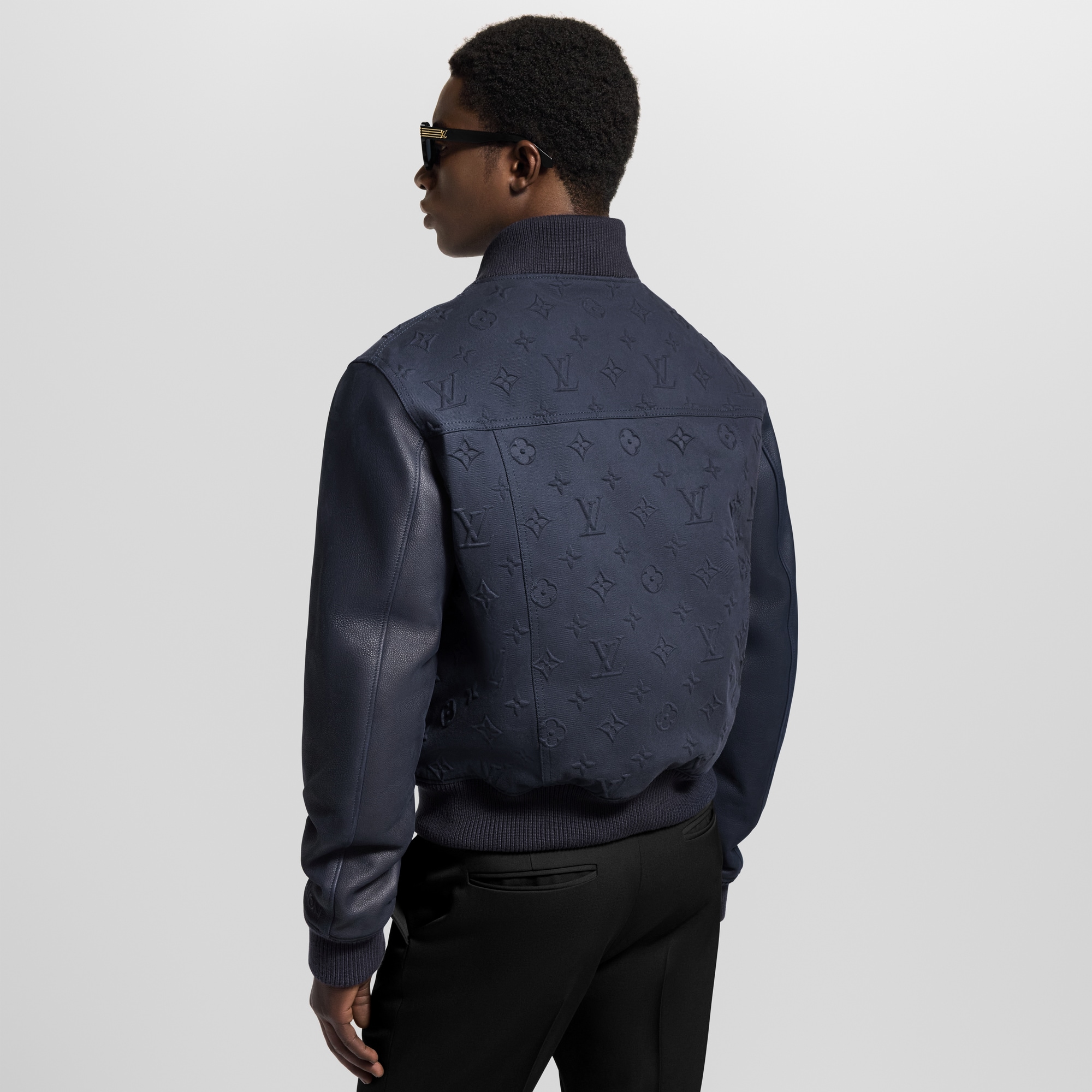 Men - Embossed Monogram Cotton Varsity Jacket  Men Ready-to-Wear Outerwear and Coats | LOUIS VUITTON (Product zoom)