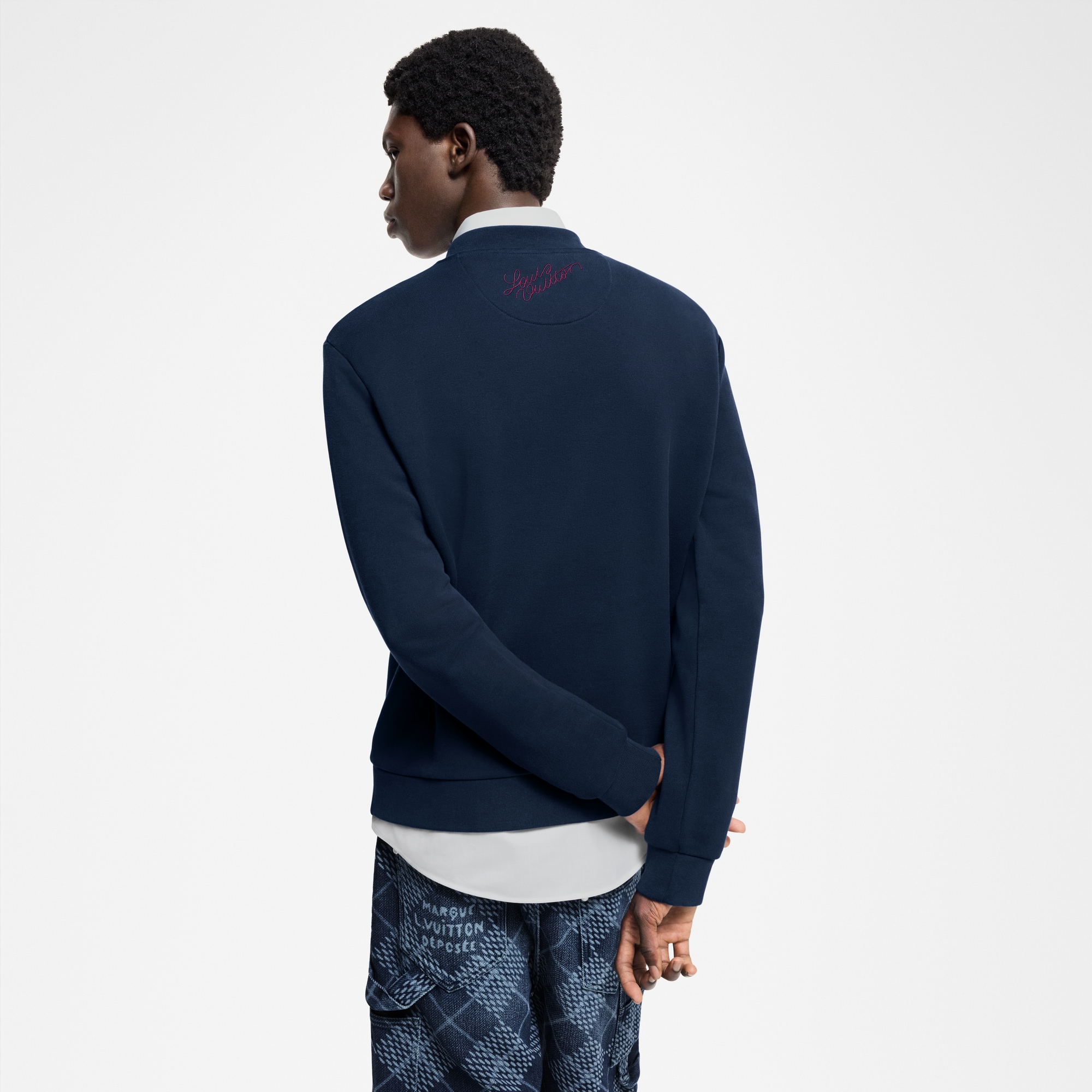Men - Embroidered Cotton Crewneck  Men Ready-to-Wear All Ready-to-Wear | LOUIS VUITTON (Product zoom)