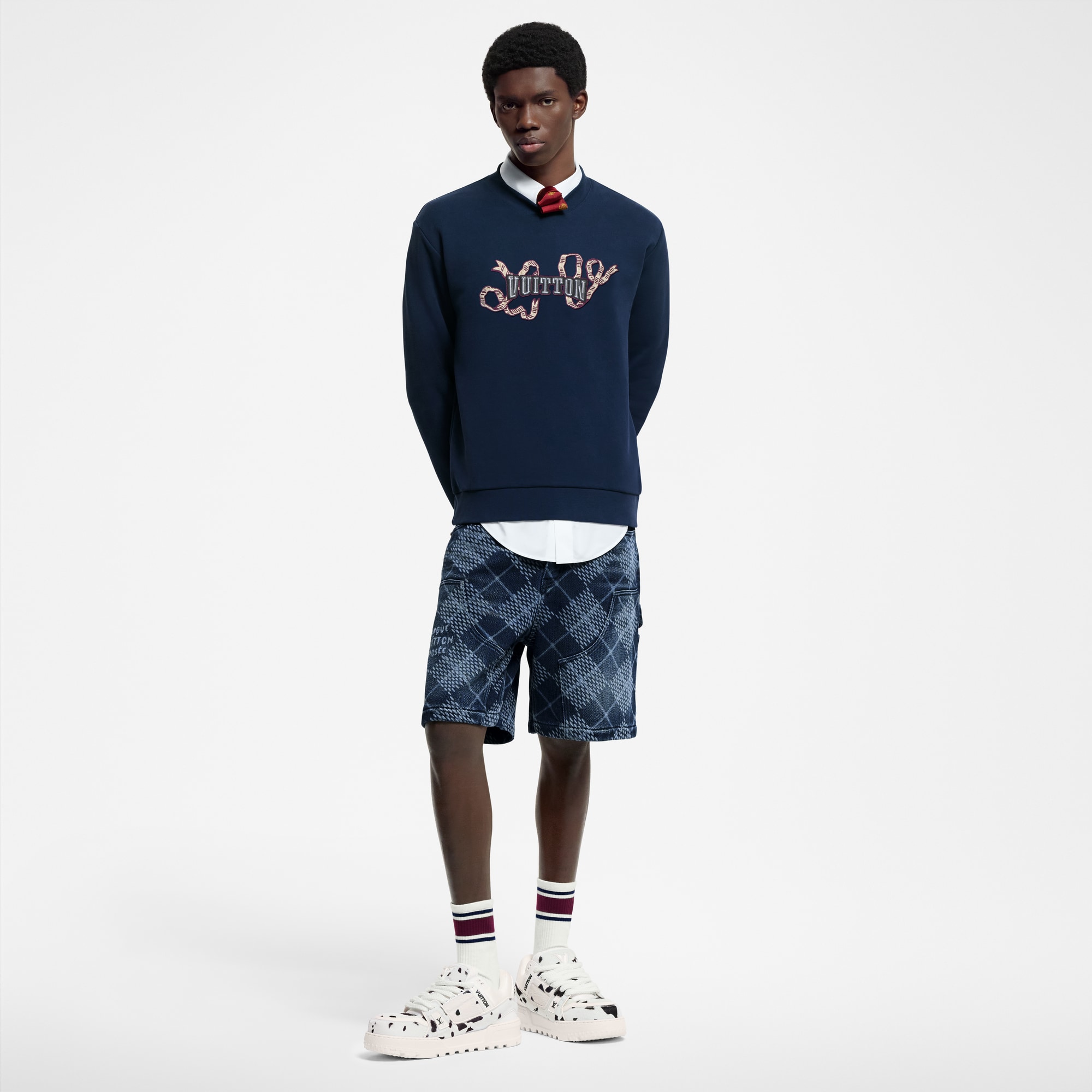Men - Embroidered Cotton Crewneck  Men Ready-to-Wear All Ready-to-Wear | LOUIS VUITTON (Product zoom)