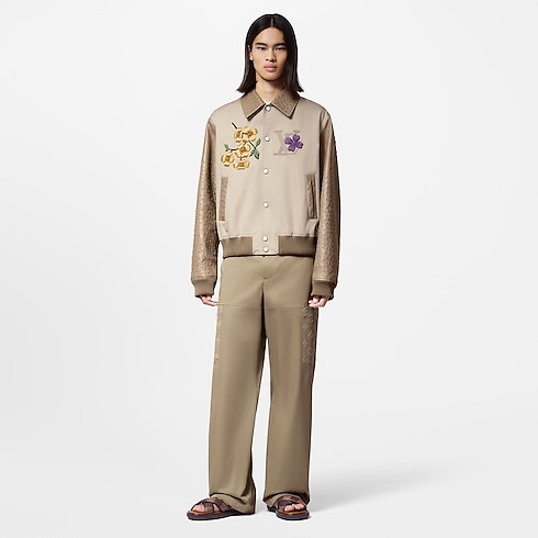 Men - Embroidered Ostrich Varsity Jacket Men Ready-to-Wear Outerwear and Coats | LOUIS VUITTON (Product zoom)