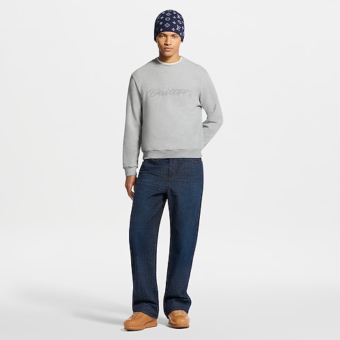 Men - Embroidered Signature Sweatshirt Men Ready-to-Wear Knitwear and Sweatshirts | LOUIS VUITTON (Product zoom)