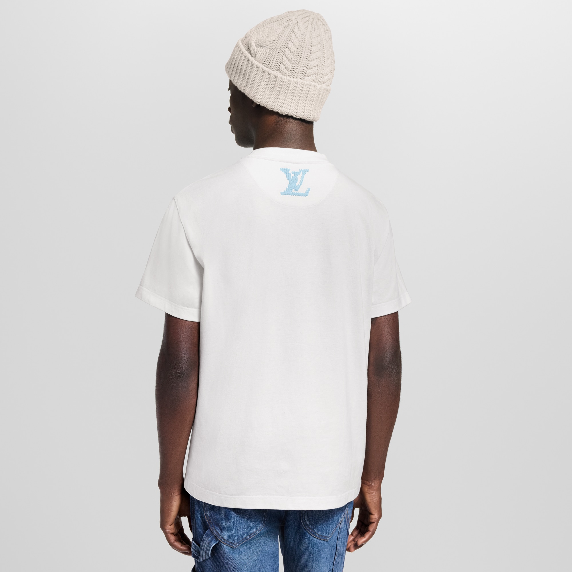 Men - Embroidered Signature T-Shirt  Men Ready-to-Wear T-Shirts and Polos | LOUIS VUITTON (Product zoom)