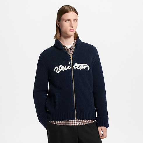 Men - Embroidered Signature Zipped Blouson Men Ready-to-Wear Outerwear and Coats | LOUIS VUITTON (Product zoom)