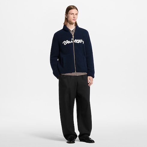 Men - Embroidered Signature Zipped Blouson Men Ready-to-Wear Outerwear and Coats | LOUIS VUITTON (Product zoom)