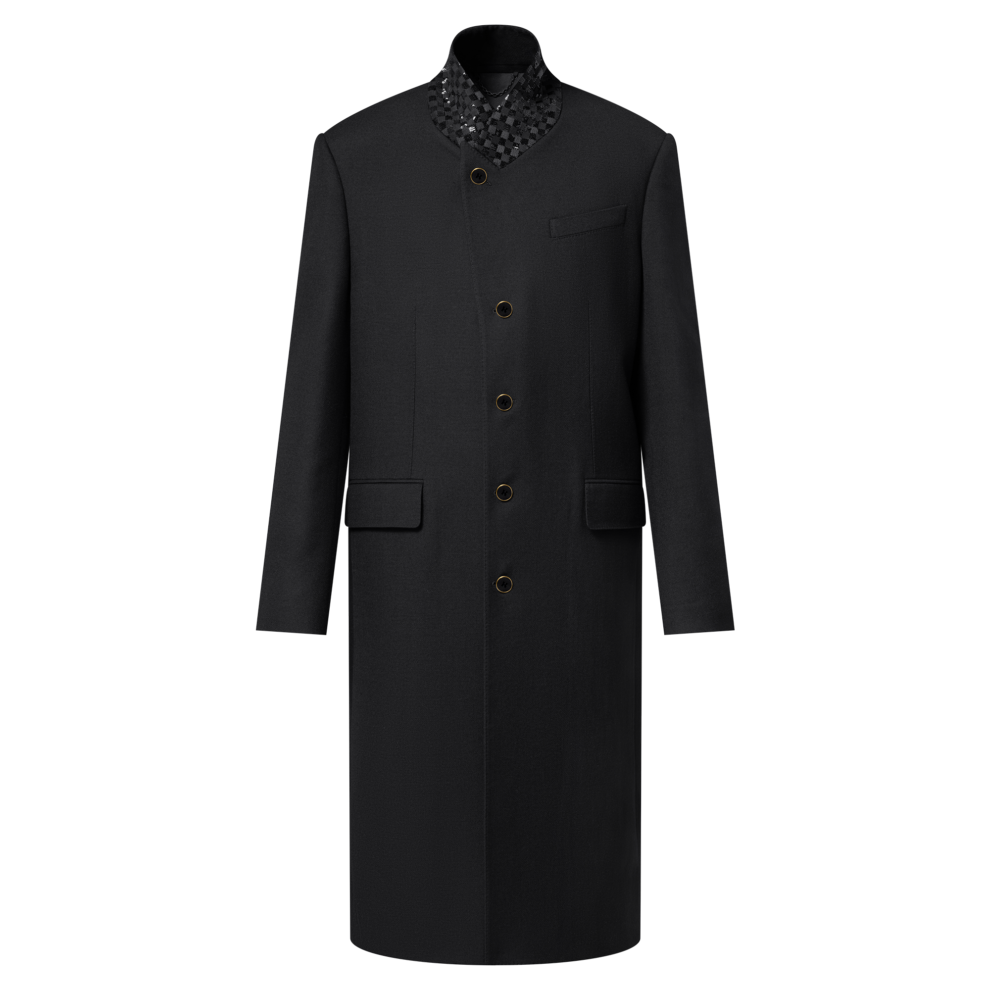Men - Embroidered Standing Collar Single-Breasted Coat  Men Ready-to-Wear Outerwear and Coats | LOUIS VUITTON (Product zoom)