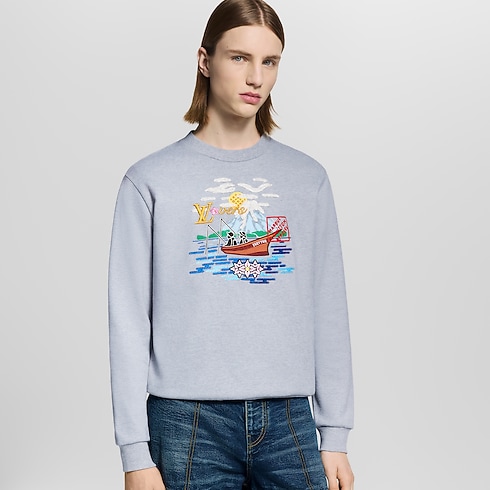 Men - Embroidered Sweatshirt Men Ready-to-Wear All Ready-to-Wear | LOUIS VUITTON (Product zoom)