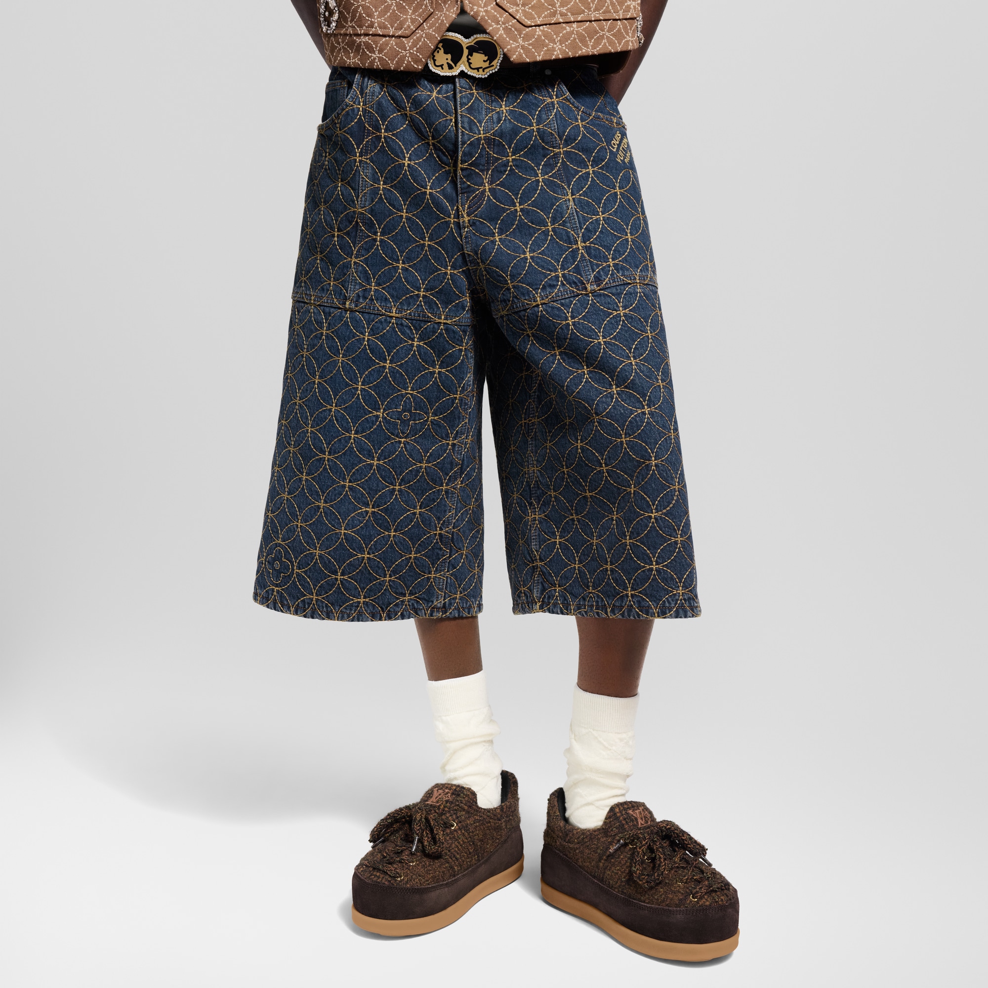 Men - Embroidered Workwear Shorts  Men Ready-to-Wear Denim Collection | LOUIS VUITTON (Product zoom)