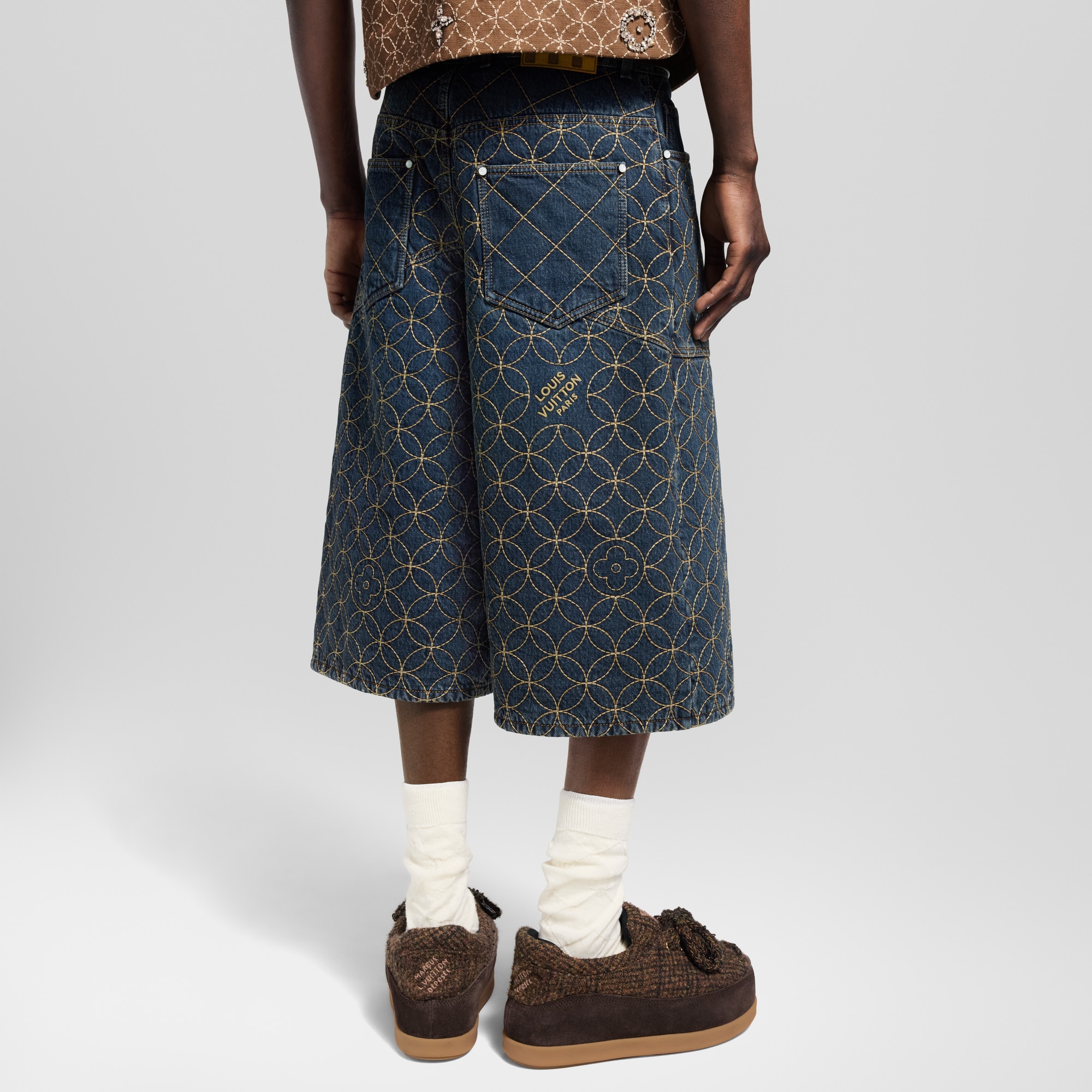 Men - Embroidered Workwear Shorts  Men Ready-to-Wear Denim Collection | LOUIS VUITTON (Product zoom)