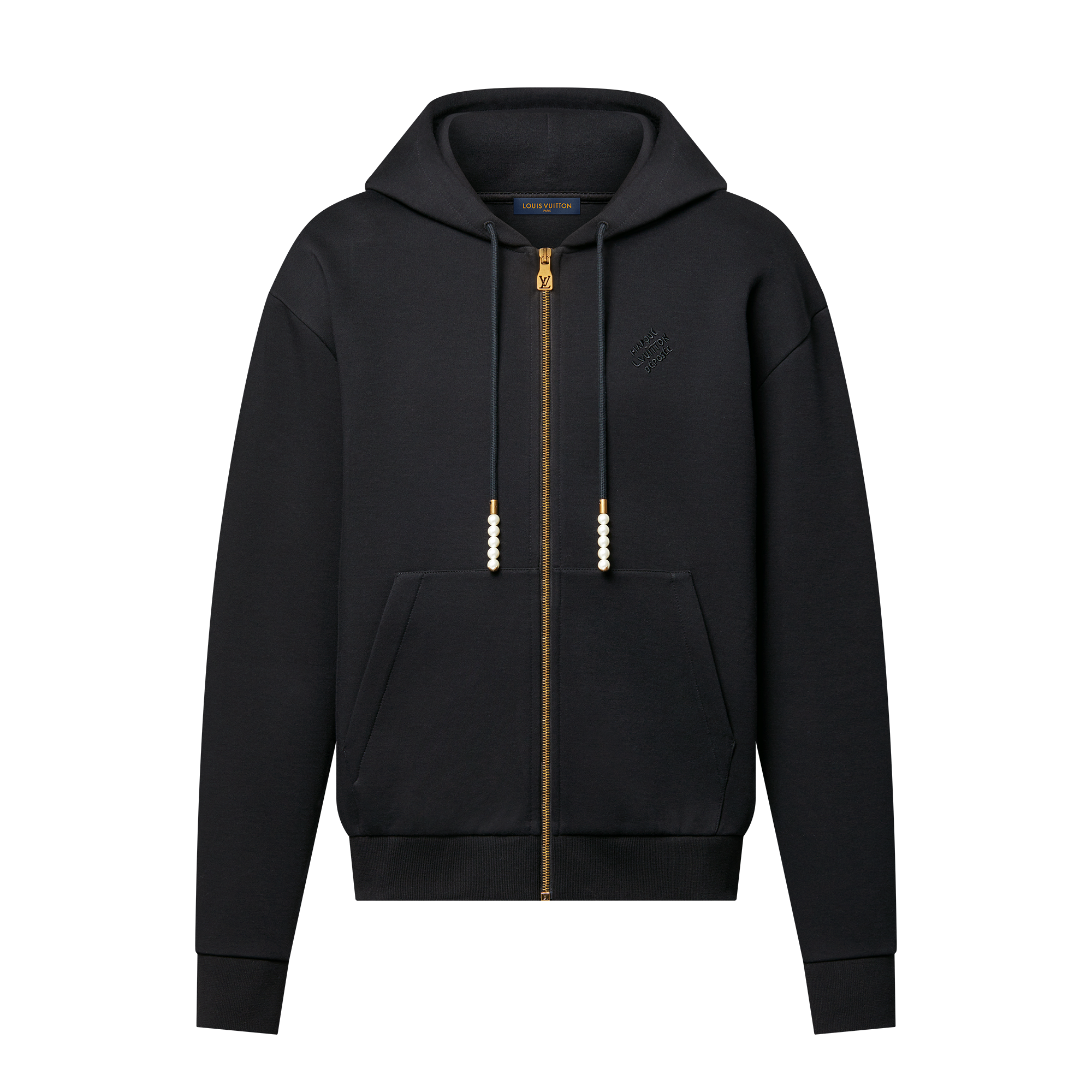 Men - Embroidered Zipped Jersey Hoodie  Men Ready-to-Wear All Ready-to-Wear | LOUIS VUITTON (Product zoom)