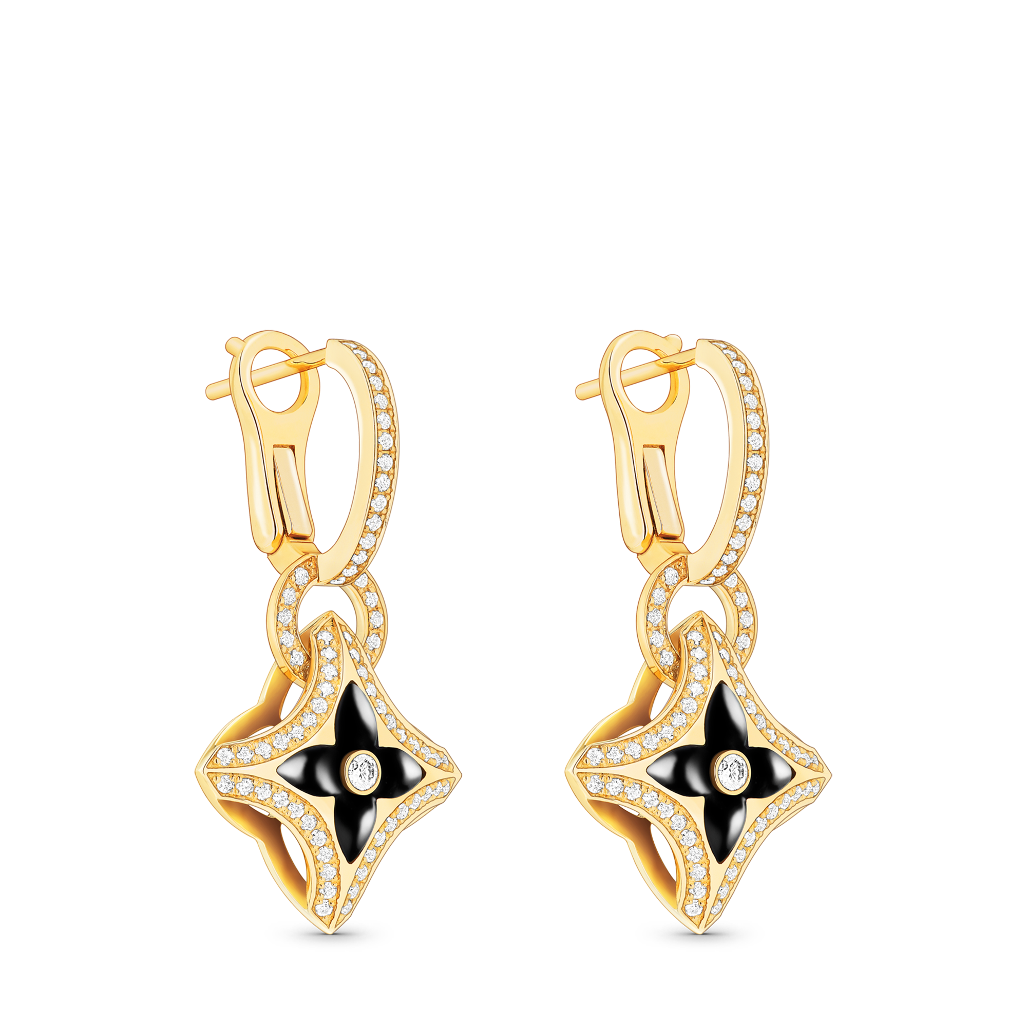 Jewellery - Ever Blossom Earrings, Yellow Gold, Onyx & Diamonds  Jewellery Categories Earrings | LOUIS VUITTON (Product zoom)