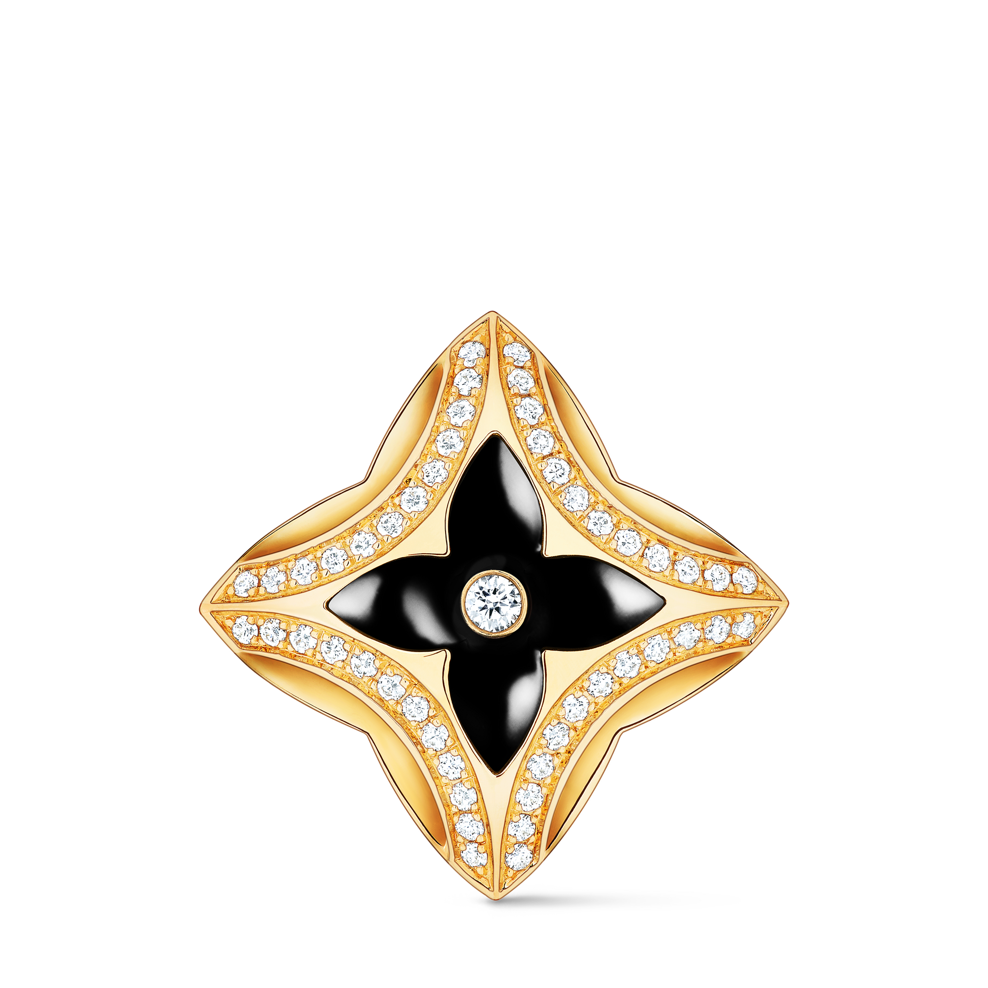 Jewellery - Ever Blossom Ring, Yellow Gold, Onyx & Diamonds  Jewellery Categories All Fine Jewellery | LOUIS VUITTON (Product zoom)