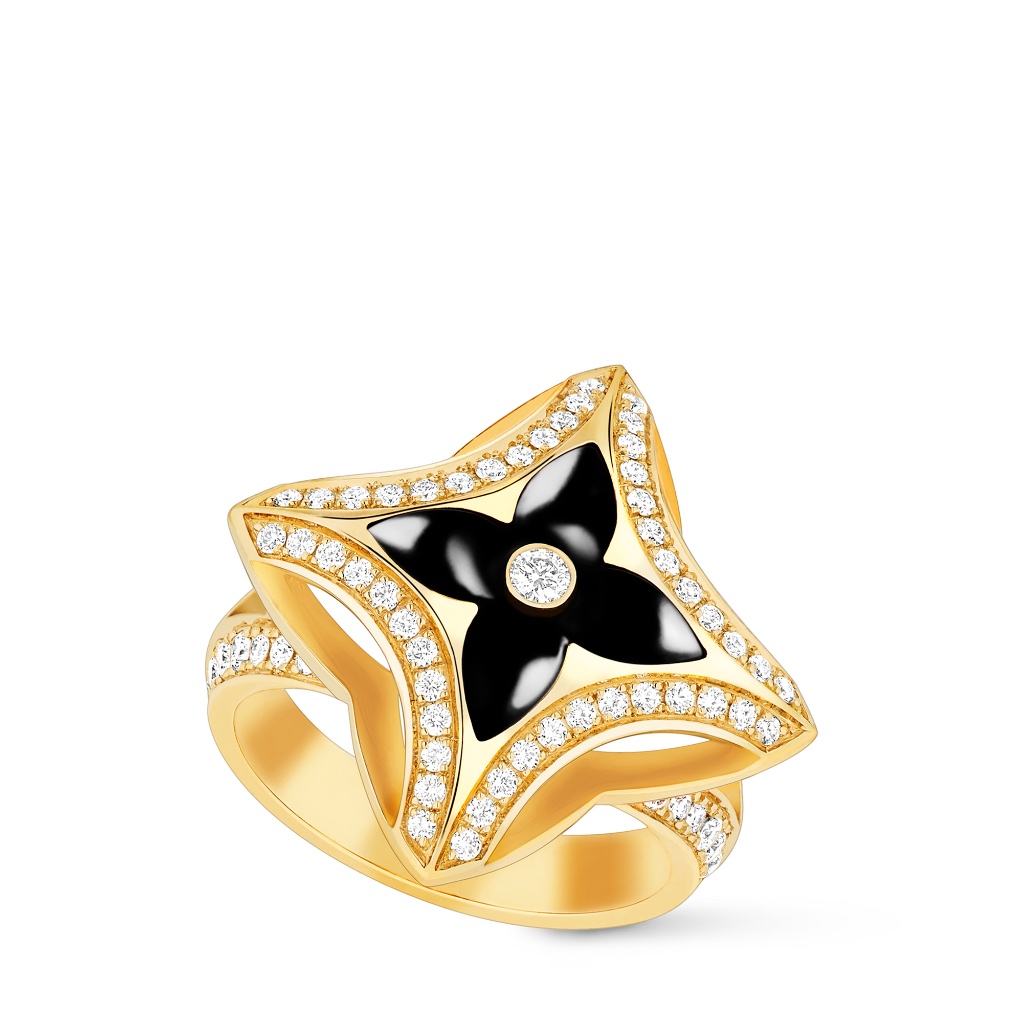 Jewellery - Ever Blossom Ring, Yellow Gold, Onyx & Diamonds  Jewellery Categories All Fine Jewellery | LOUIS VUITTON (Product zoom)