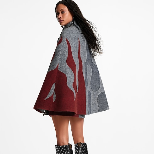 Women - Flame Jacquard Cape Women Ready-to-Wear Coats and Jackets | LOUIS VUITTON (Product zoom)