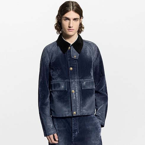 Men - Flocked Denim Jacket With Monogram Details Men Ready-to-Wear Outerwear and Coats | LOUIS VUITTON (Product zoom)