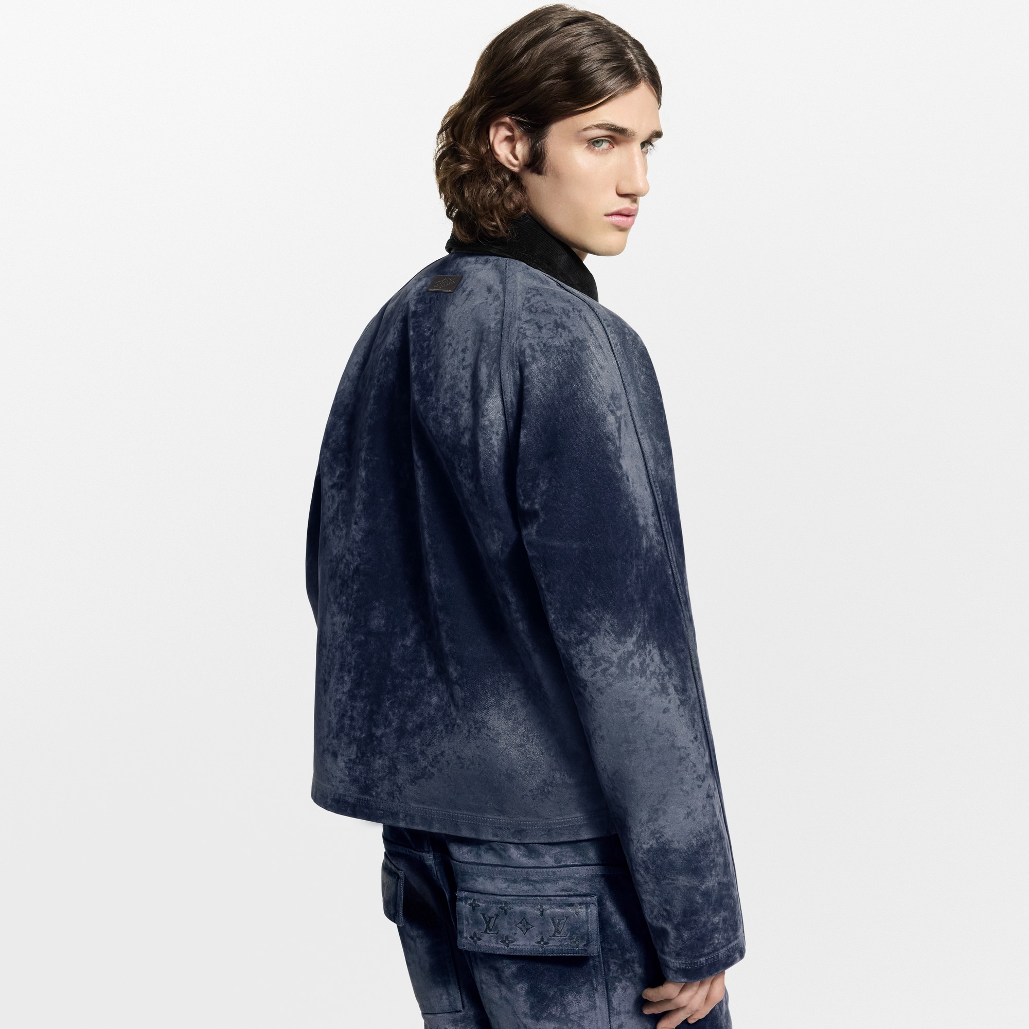 Men - Flocked Denim Jacket With Monogram Details  Men Ready-to-Wear Outerwear and Coats | LOUIS VUITTON (Product zoom)