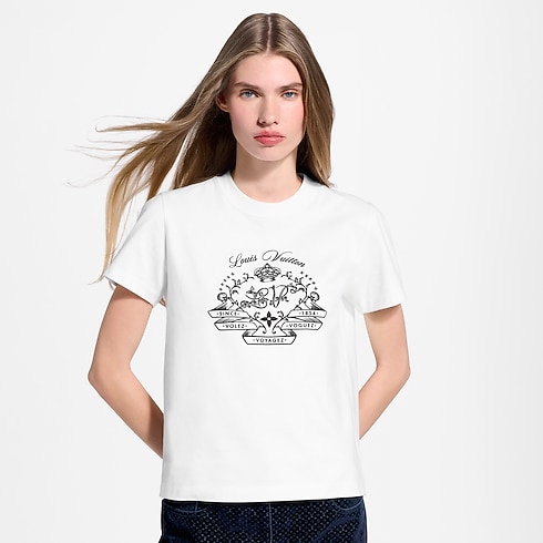 Women - Flocked Signature T-shirt Women Ready-to-Wear T-shirts and Sweatshirts | LOUIS VUITTON (Product zoom)
