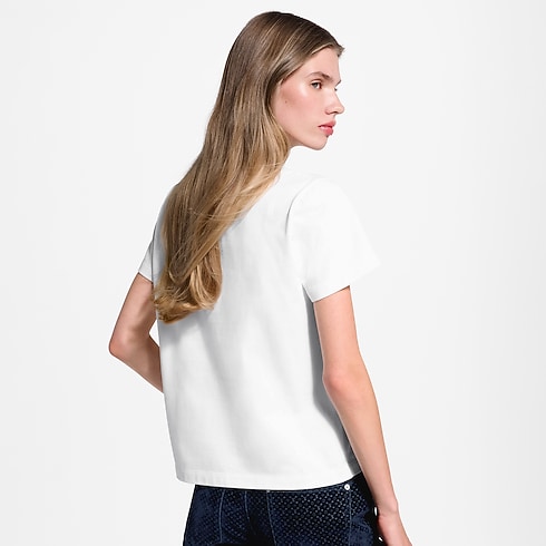 Women - Flocked Signature T-shirt Women Ready-to-Wear T-shirts and Sweatshirts | LOUIS VUITTON (Product zoom)