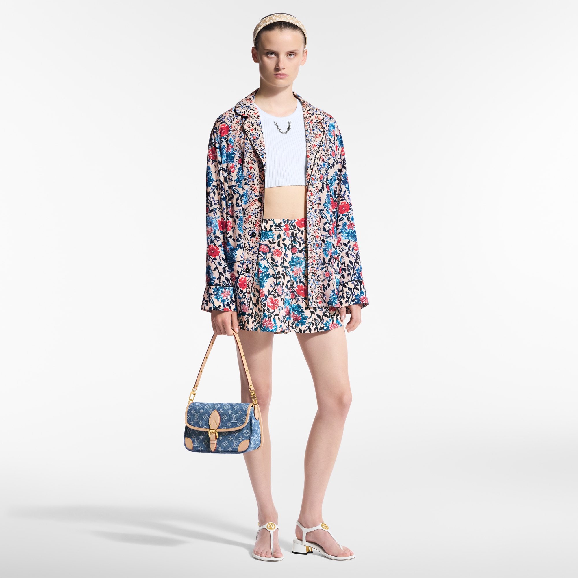 Women - Floral Vine Pleat Shorts  Women Ready-to-Wear Skirts and Shorts | LOUIS VUITTON (Product zoom)
