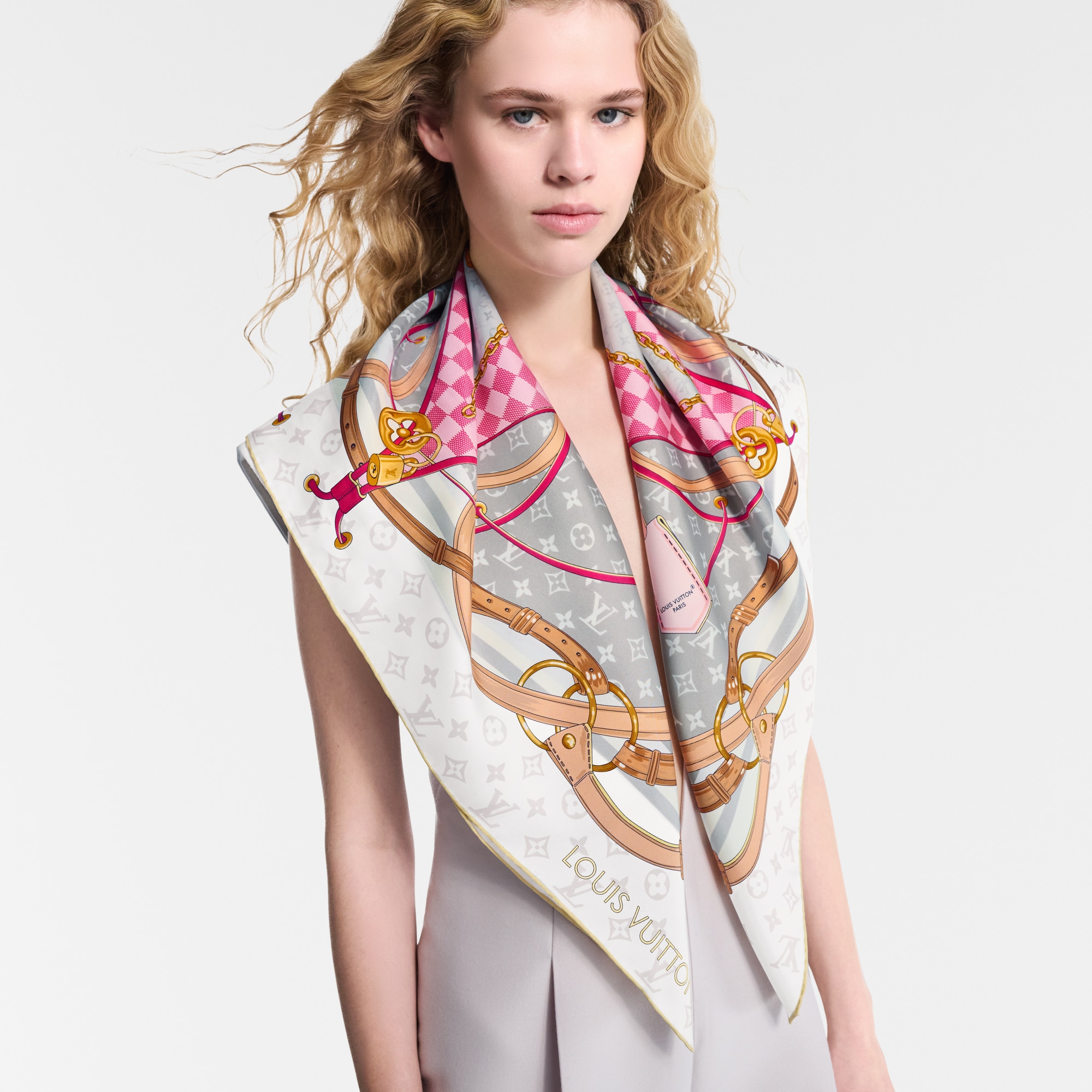 Women - Flower and Straps Square 90 S00 Women Accessories Silk Squares and Bandeaux | LOUIS VUITTON (Product zoom)