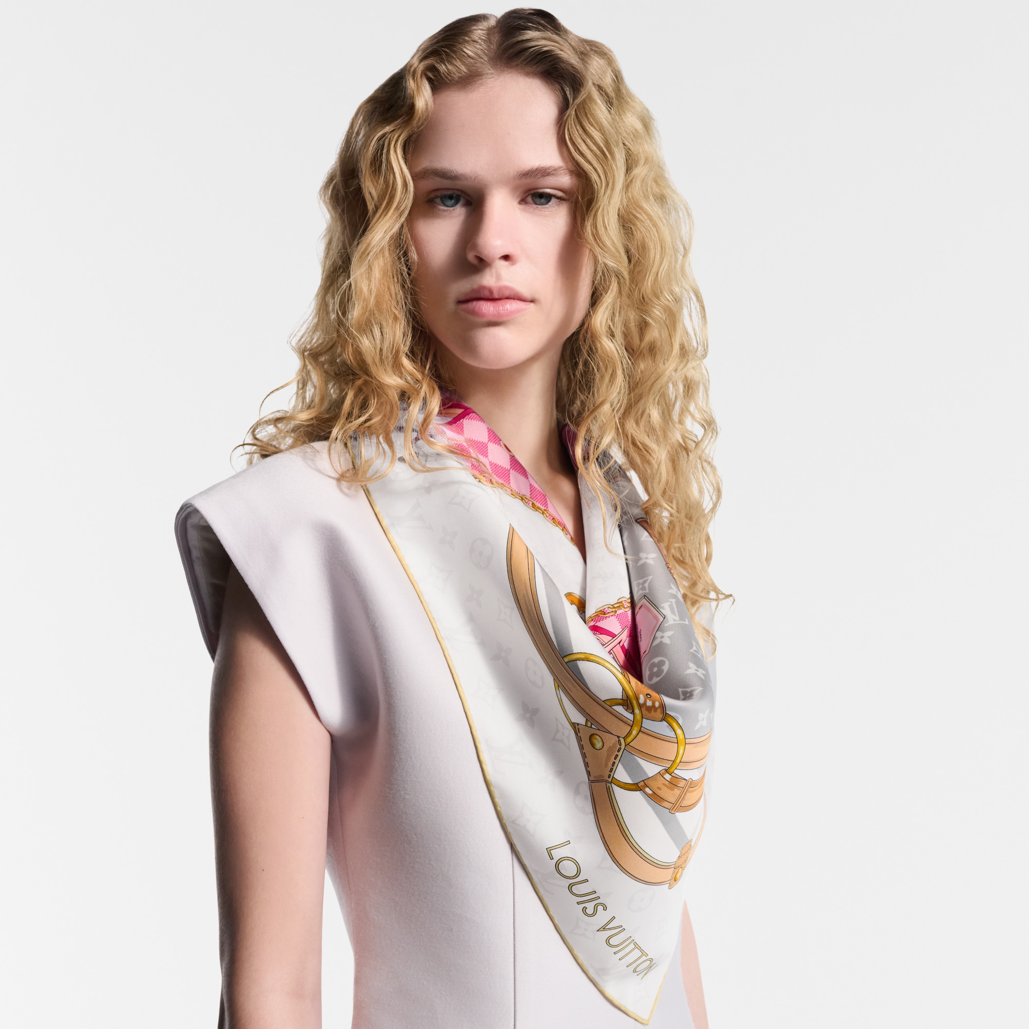 Women - Flower and Straps Square 90 S00 Women Accessories Silk Squares and Bandeaux | LOUIS VUITTON (Product zoom)