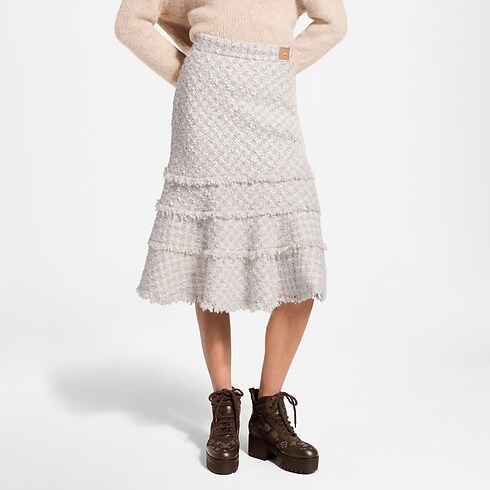 Women - Fringe Trim Tweed Skirt Women Ready-to-Wear New In Ready-to-wear | LOUIS VUITTON (Product zoom)