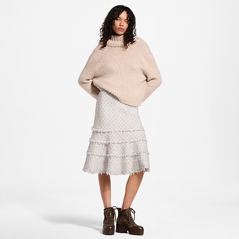Women - Fringe Trim Tweed Skirt Women Ready-to-Wear New In Ready-to-wear | LOUIS VUITTON (Product zoom)