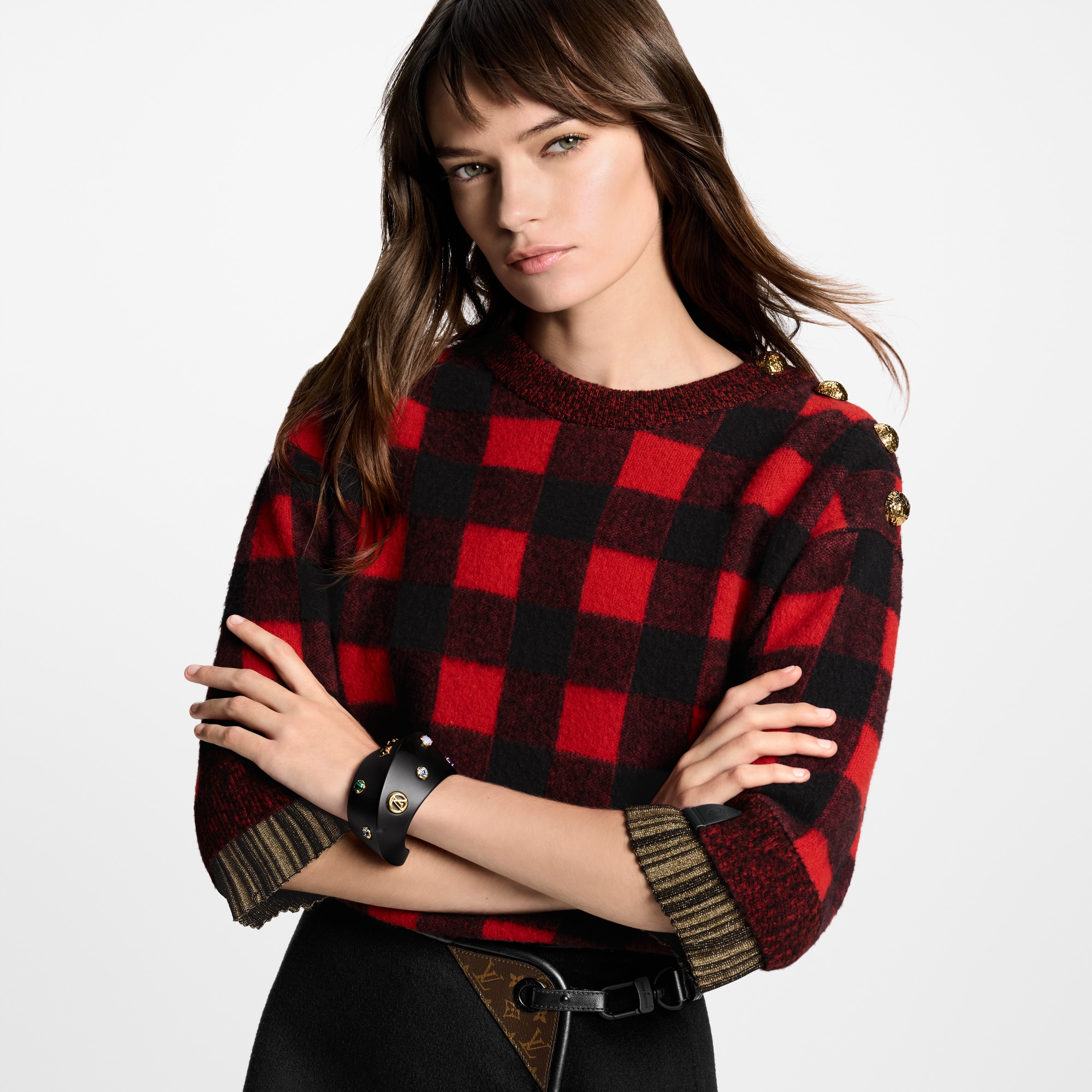 Women - Graphic Check Knit Top  Women Ready-to-Wear Tops | LOUIS VUITTON (Product zoom)