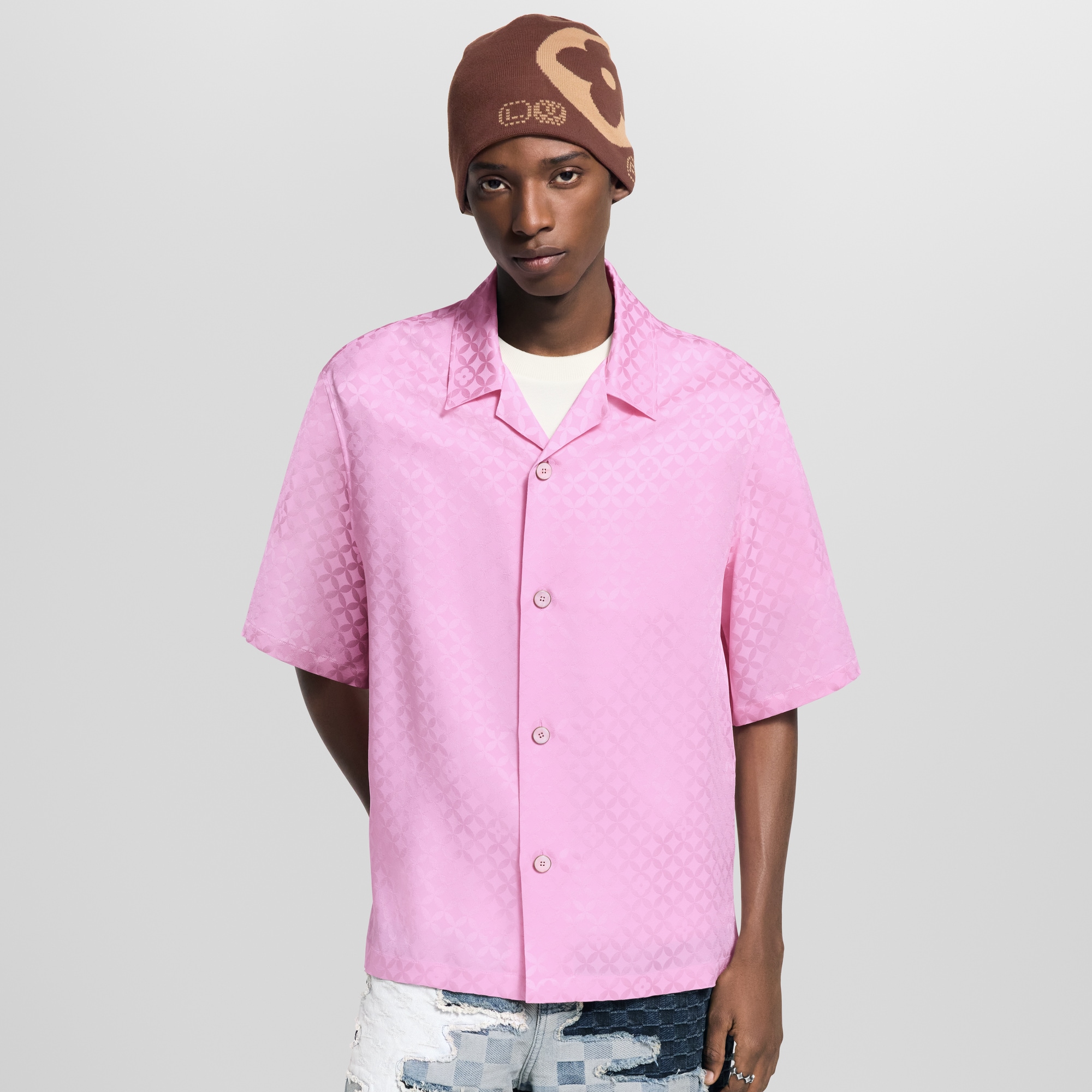 Men - Graphic Jacquard Short-Sleeved Shirt  Men Ready-to-Wear Shirts | LOUIS VUITTON (Product zoom)