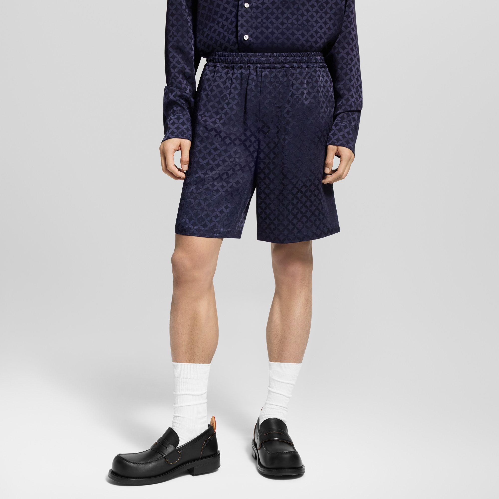 Men - Graphic Jacquard Shorts  Men Ready-to-Wear Trousers | LOUIS VUITTON (Product zoom)